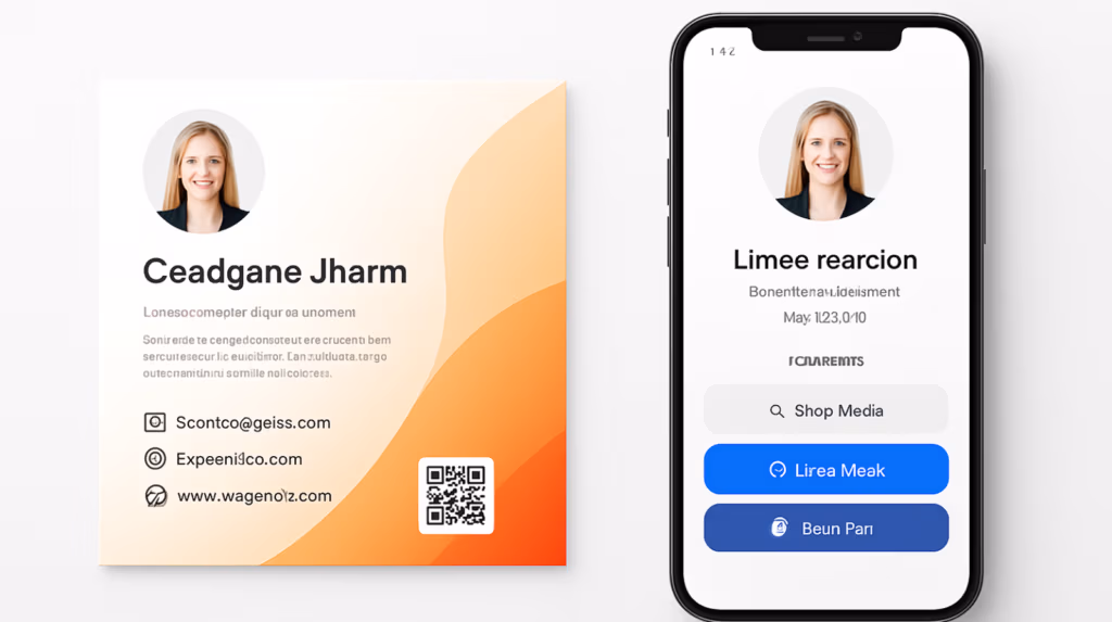 Hybride Visitenkarte mit QR-Code und digitaler Erweiterung