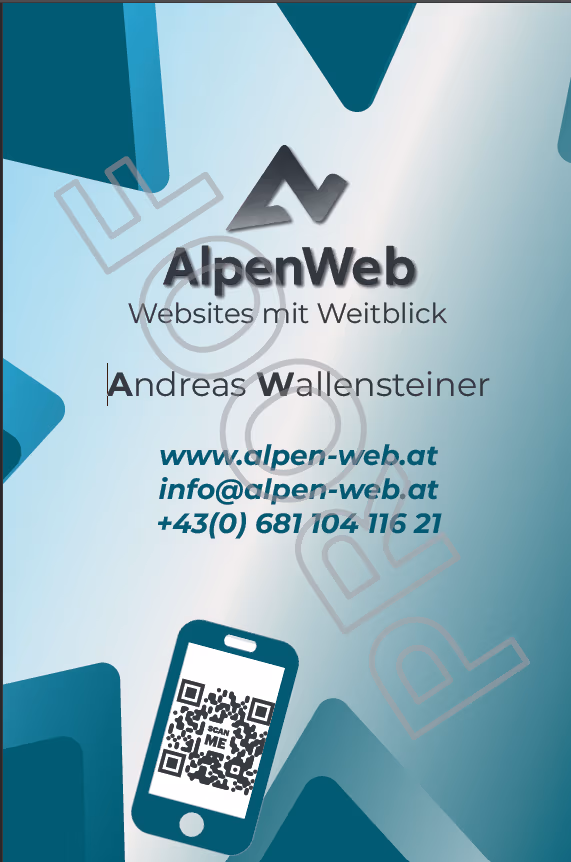 Erster Entwurf Visitenkarte Alpen-Web